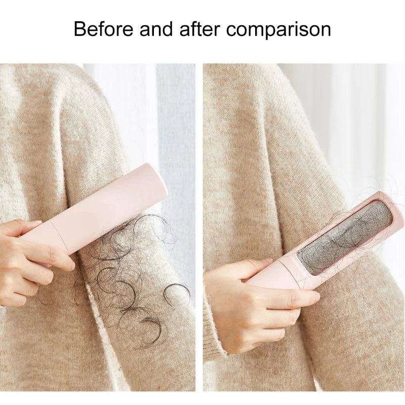 2-in-1 Reusable Pet Hair Remover Brush and Lint Roller for Effective Fur and Dust Removal from Clothes - Self-Cleaning and Portable