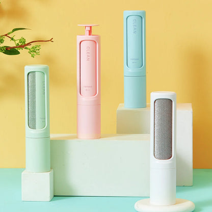 2-in-1 Reusable Pet Hair Remover Brush and Lint Roller for Effective Fur and Dust Removal from Clothes - Self-Cleaning and Portable
